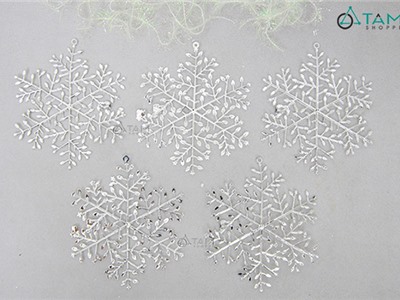 Bịch 5 bông tuyết ánh kim bạc ĐK 12-22cm X-BT-02